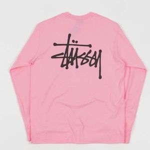 Stussy unisex pink logo long sleeve shirt